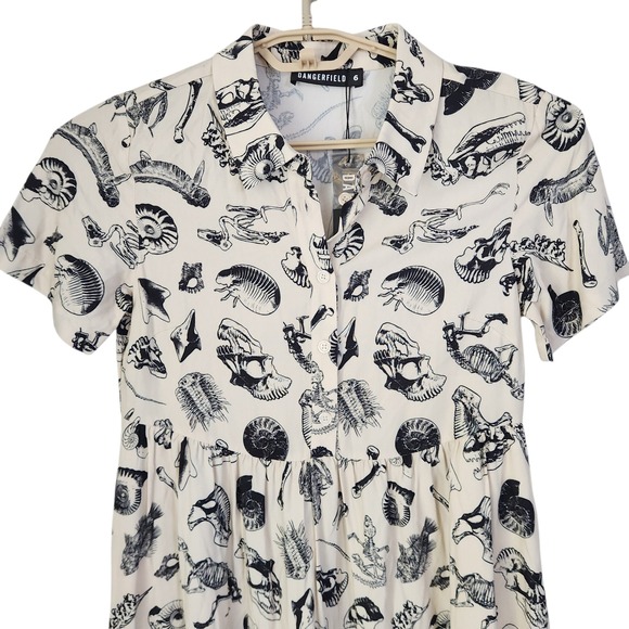 Dangerfield Tiered Babydoll Midi Dress 6 Body Fossils Quirky Goth Kawaii Grunge - Picture 7 of 10